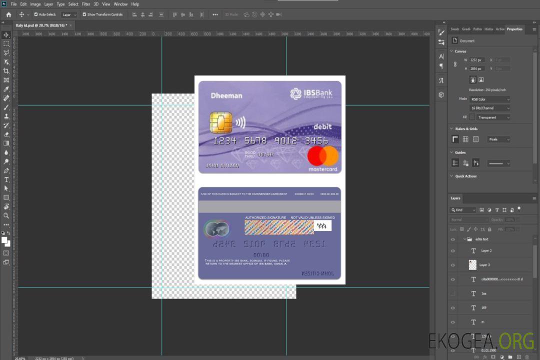 Somalie IBS Bank Daheem carte de débit mastercard template